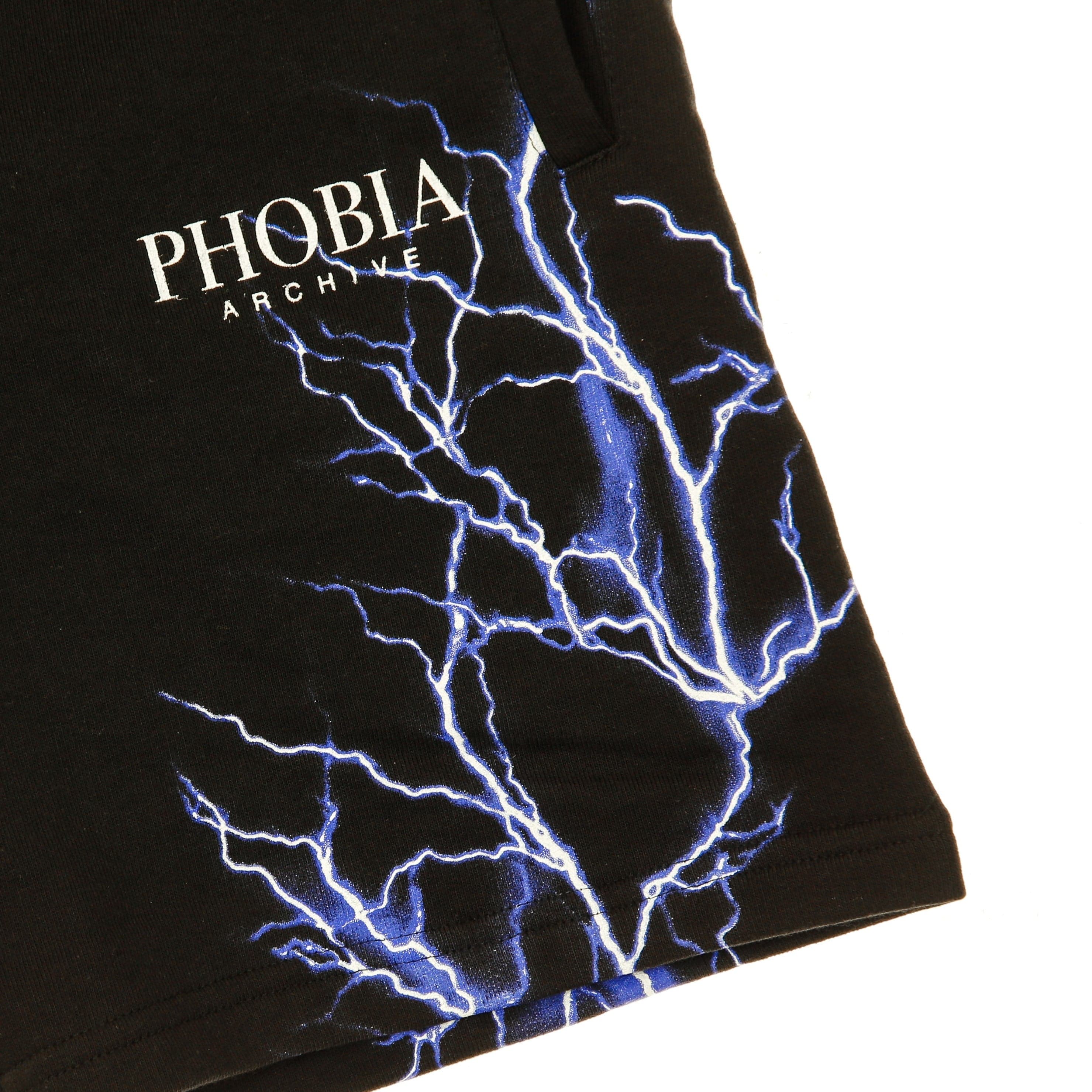 PHOBIA Pantalone Corto Tuta Uomo Blue Lightning Shorts Black/blue da uomo in Pantaloncini Drestige - Casamassima, commercioVirtuoso.it