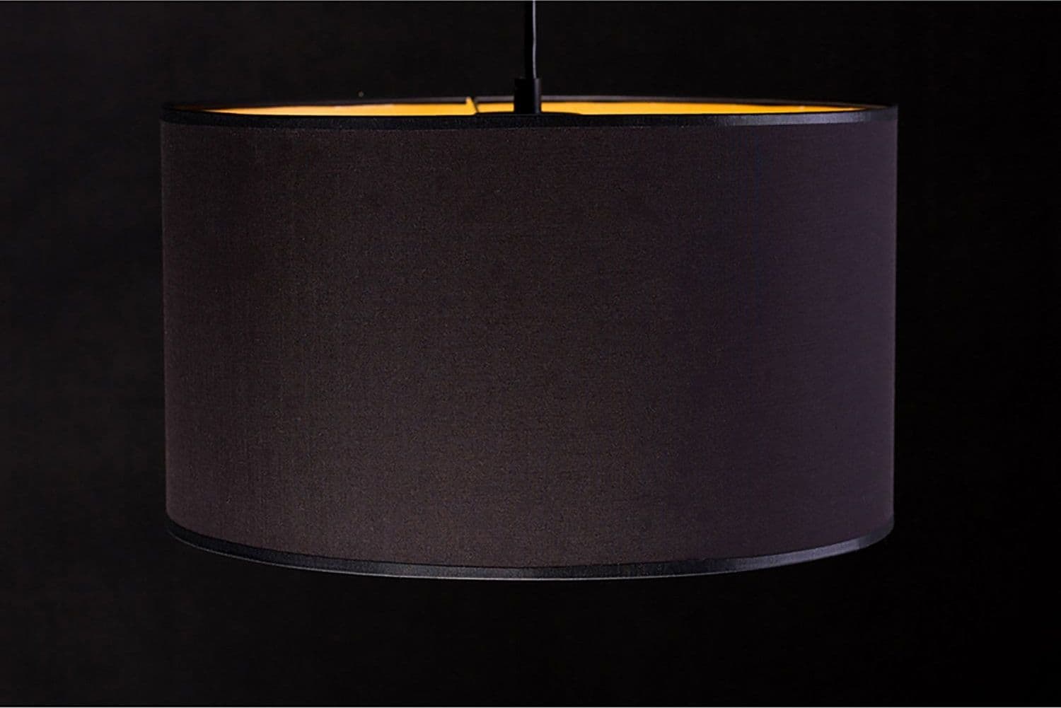 Sospensione 1 Luce Roto Con Paralume A Cilindro In Tessuto Nero E Oro in Lampade a sospensione LuceArt - Montecorvino Pugliano, commercioVirtuoso.it