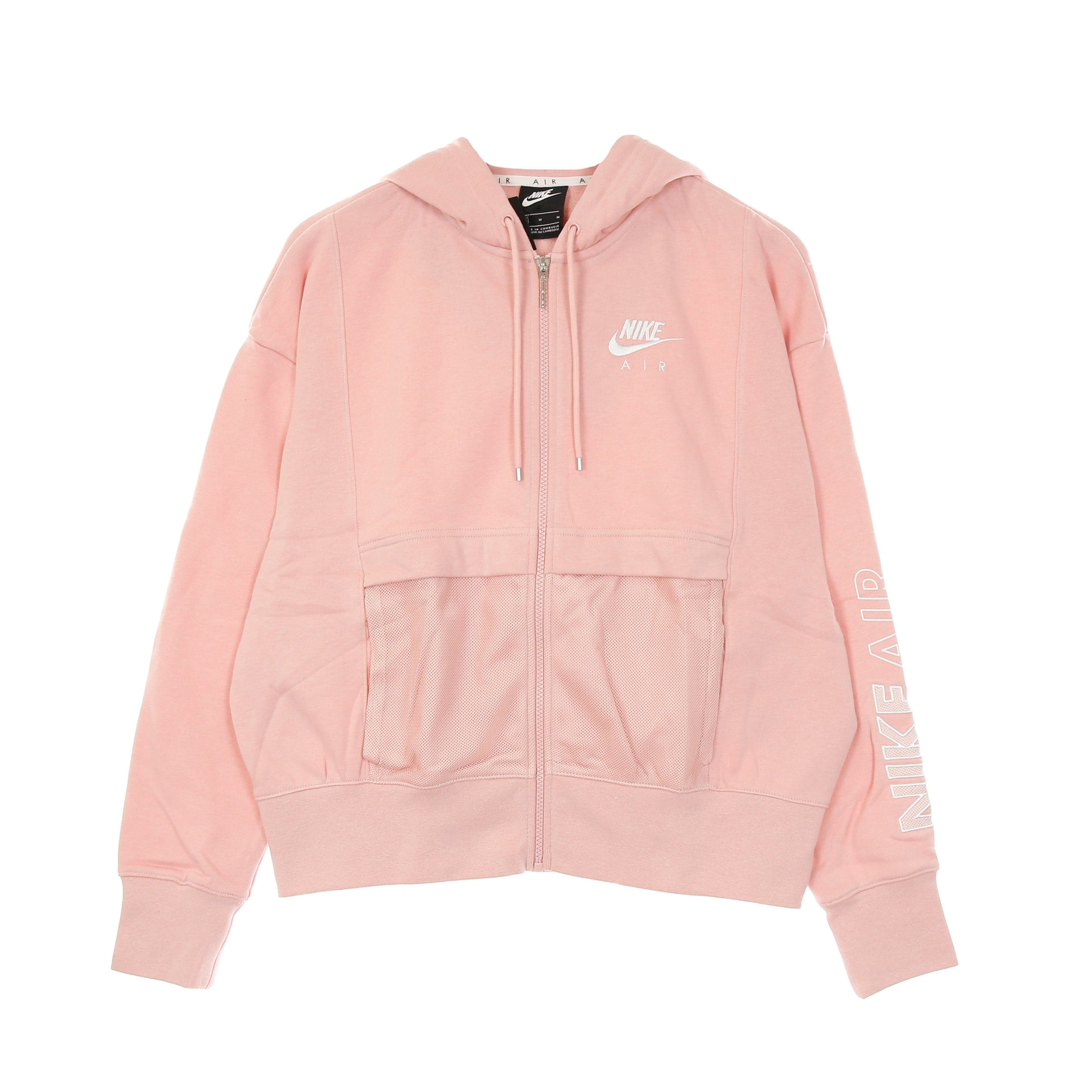 Nike Felpa Cappuccio Zip Donna Sportswear Air Top Fleece Pink Glaze/white da donna