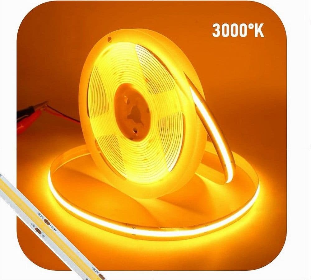 STRISCIA LED COB BOBINA 5MT FLESSIBILE DC 24V VARIE TEMPERATURE COLORE COB-24V-320 in Nastri LED Trade Shop italia - Napoli, commercioVirtuoso.it