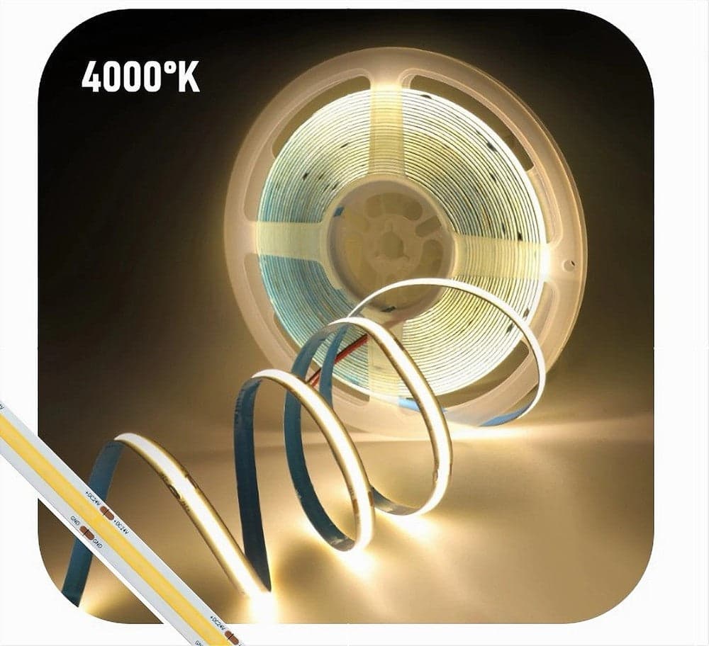 STRISCIA LED COB BOBINA 5MT FLESSIBILE DC 24V VARIE TEMPERATURE COLORE COB-24V-320 in Nastri LED Trade Shop italia - Napoli, commercioVirtuoso.it