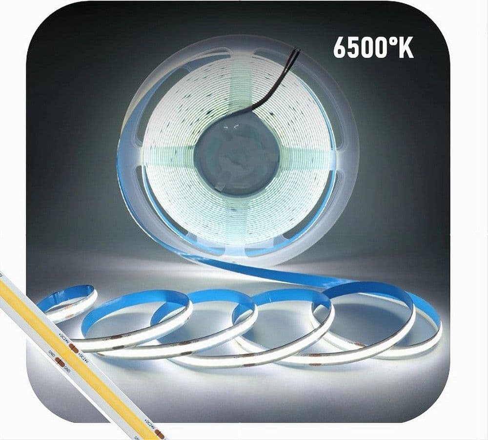 STRISCIA LED COB BOBINA 5MT FLESSIBILE DC 24V VARIE TEMPERATURE COLORE COB-24V-320 in Nastri LED Trade Shop italia - Napoli, commercioVirtuoso.it