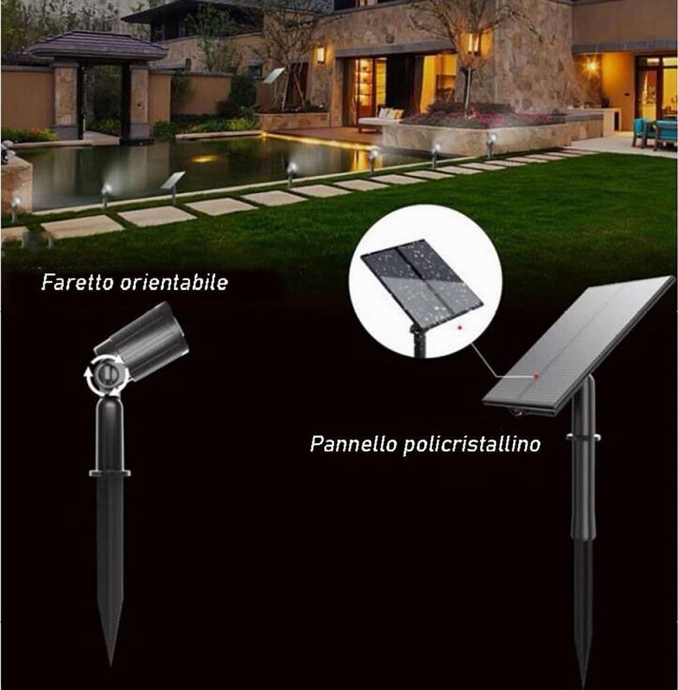 SET 4 PZ FARETTI LED A PICCHETTO CON PANNELLO SOLARE LUCE FREDDA CALDA IP65 LY04 in Proiettori Trade Shop italia - Napoli, commercioVirtuoso.it