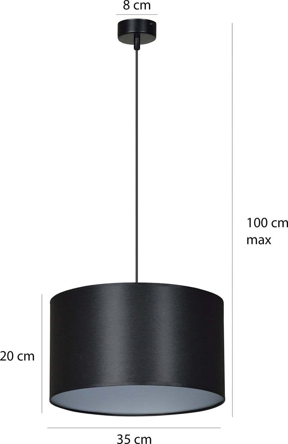 Sospensione 1 Luce Roto Con Paralume A Cilindro In Tessuto Nero E Argento in Lampade a sospensione LuceArt - Montecorvino Pugliano, commercioVirtuoso.it