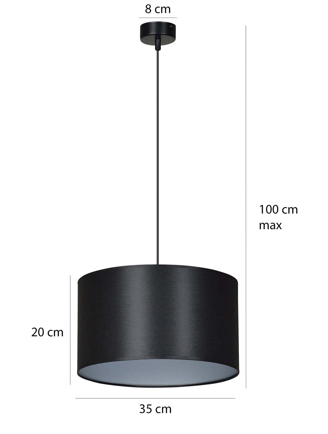 Sospensione 1 Luce Roto Con Paralume A Cilindro In Tessuto Nero E Argento in Lampade a sospensione LuceArt - Montecorvino Pugliano, commercioVirtuoso.it