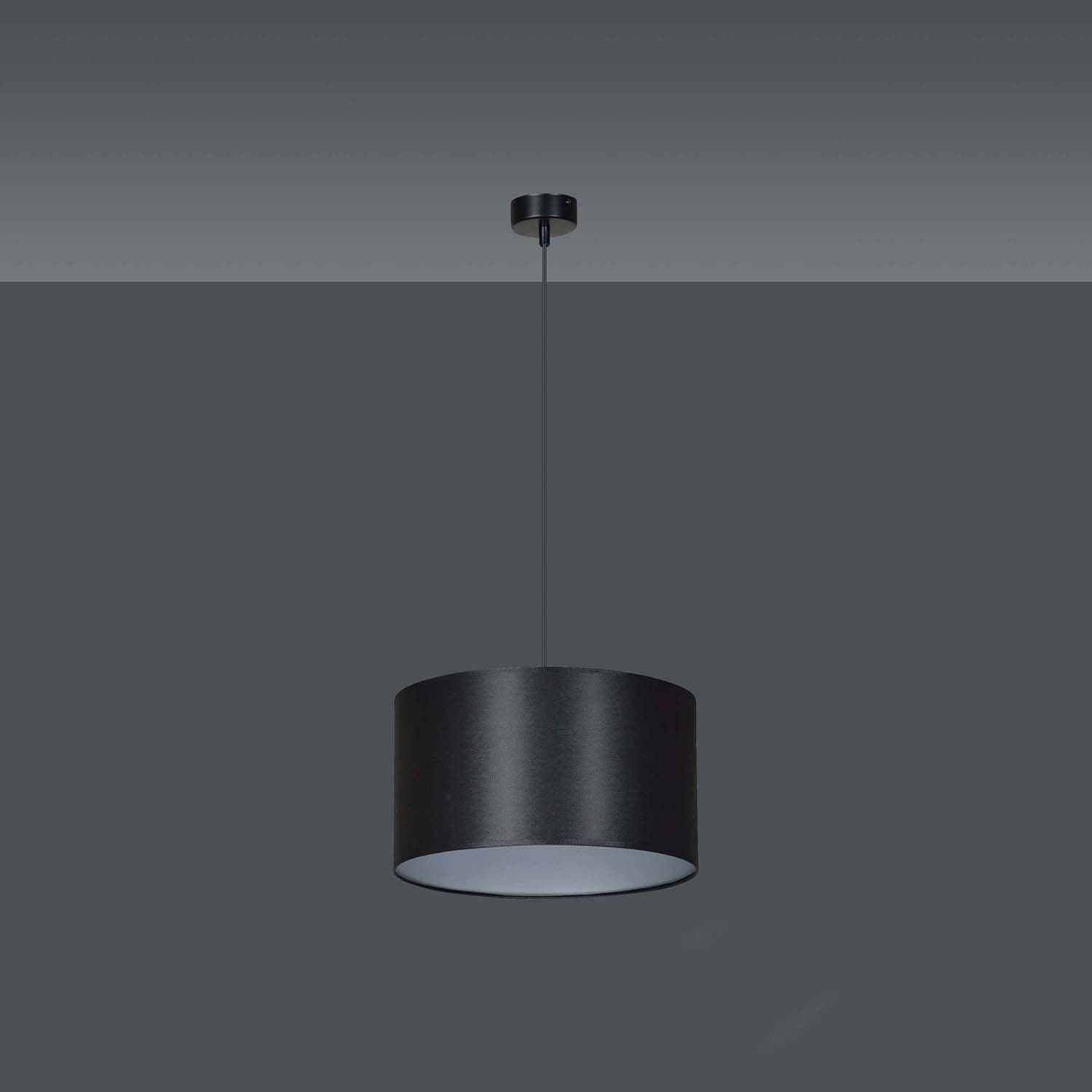Sospensione 1 Luce Roto Con Paralume A Cilindro In Tessuto Nero E Argento in Lampade a sospensione LuceArt - Montecorvino Pugliano, commercioVirtuoso.it