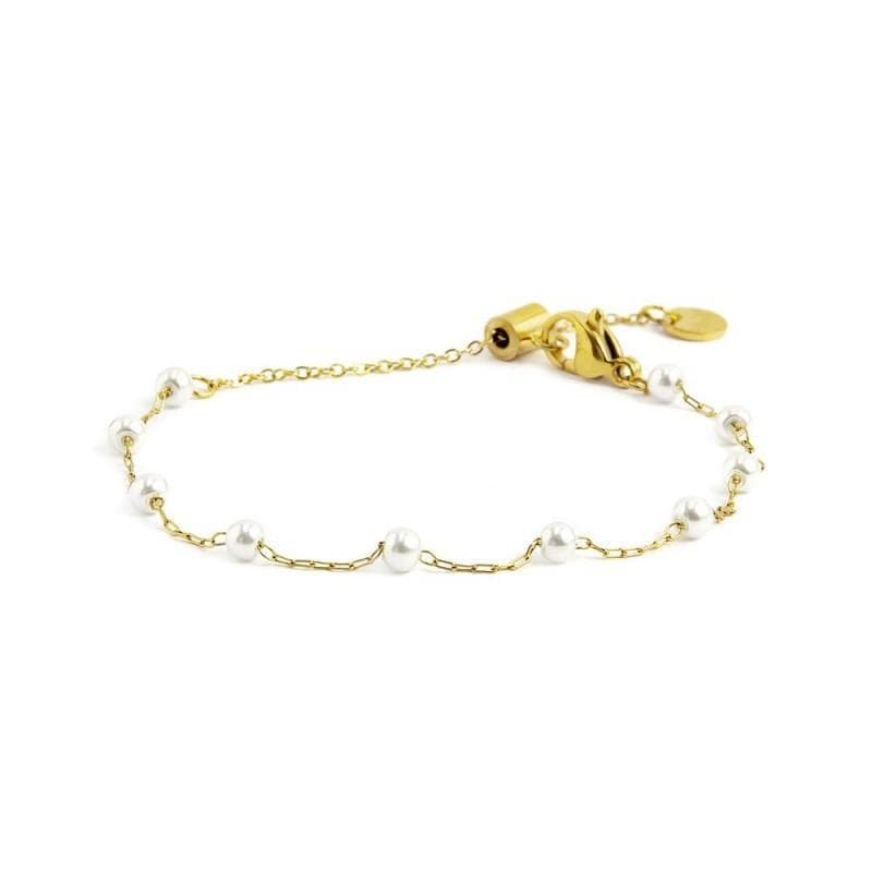 Marlù - BRACCIALE CON PERLE CATENA PVD ORO