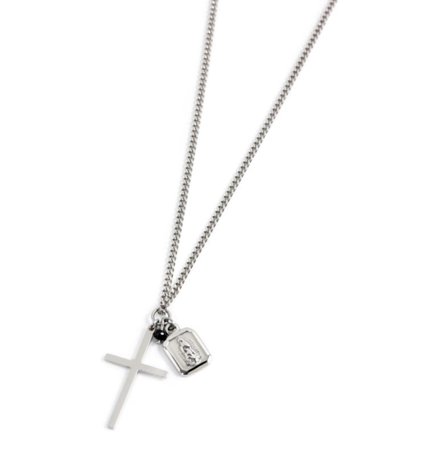 Marlù - COLLANA ACCIAIO ONICE CROCE MADONNA in Collane Alba Gioielli - Casoria, commercioVirtuoso.it