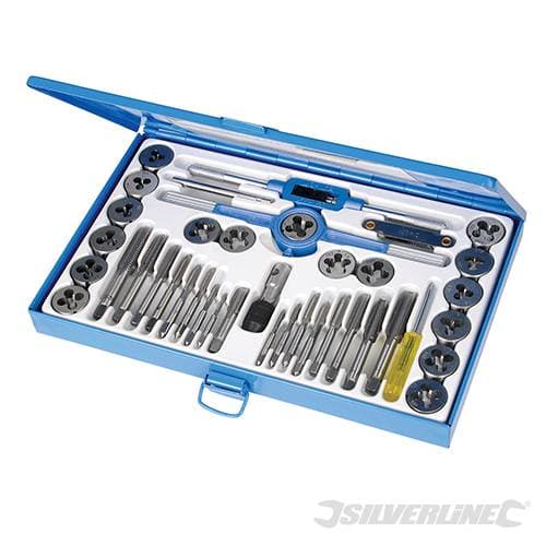 Set filiere 40 pezzi in acciaio di tungsteno ingegneria meccanica Silverline
