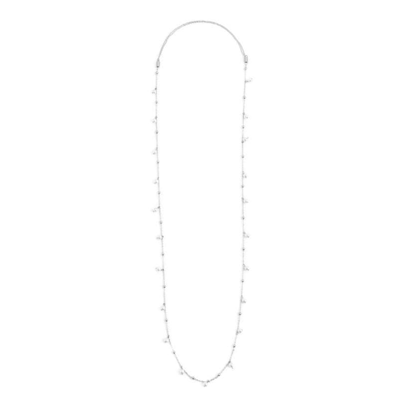 Marlù COLLANA CON PERLE 3.30MM E SFERE CATENA 90CM ACCIAIO