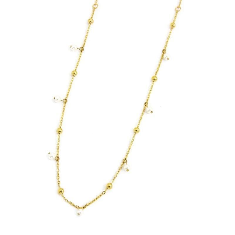 Marlù COLLANA CON PERLE 3.30MM E SFERE CATENA 44CM PVD ORO in Collane Alba Gioielli - Casoria, commercioVirtuoso.it