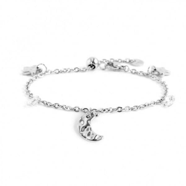 Marlù- Bracciale Lune Selle Cristalli Bianchi Acciaio
