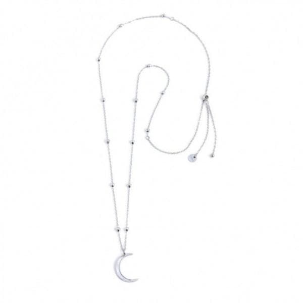 Marlù Collana Pendente Luna Con Madreperla Acciaio