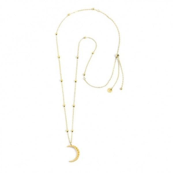 Marlù Collana Pendente Luna Con Madreperla Pvd Oro