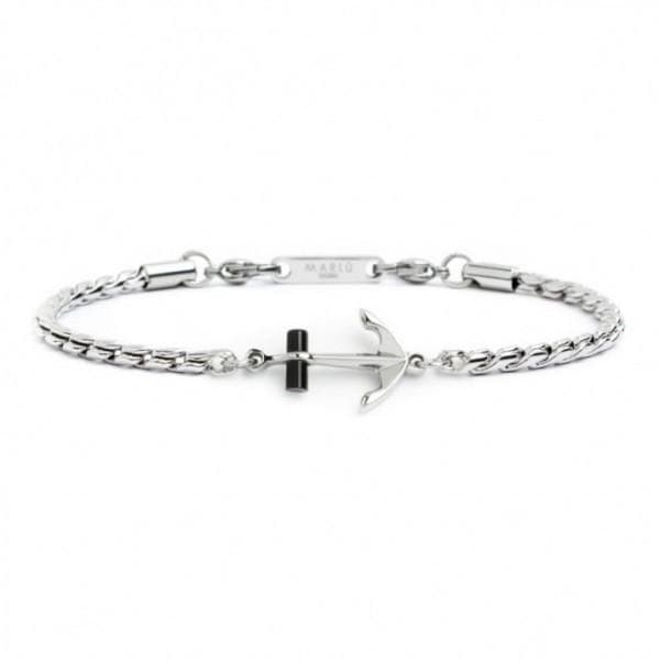 Marlù BRACCIALE CATENA CORDA ANCORA ONICE NERO