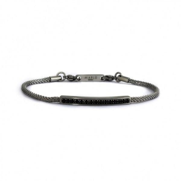 Marlù Bracciale Brunito Con Zirconi Neri Su Baretta