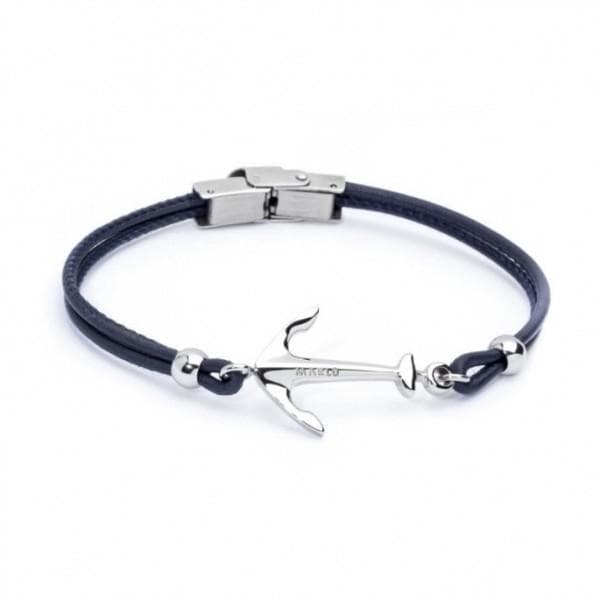 Marlù Bracciale Con Ancora In Pelle Blù