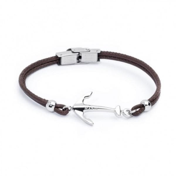 Marlù Bracciale Con Ancora In Pelle Marrone