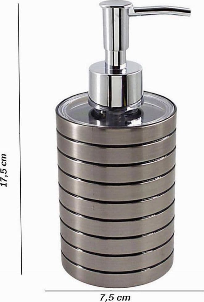 DISPENSER SAPONE LIQUIDO ARGENTO A RIGHE ACCESSORIO MODERNO ARREDO BAGNO 10388 in Dosatori per sapone liquido Trade Shop italia - Napoli, commercioVirtuoso.it