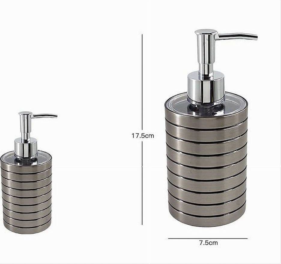 DISPENSER SAPONE LIQUIDO ARGENTO A RIGHE ACCESSORIO MODERNO ARREDO BAGNO 10388 in Dosatori per sapone liquido Trade Shop italia - Napoli, commercioVirtuoso.it