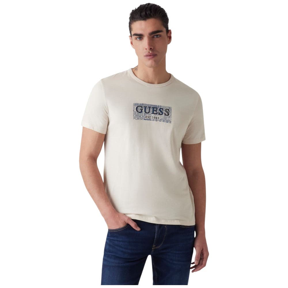 Guess t-shirt beige chiaro logo box M5GI19 J1314 G1V7