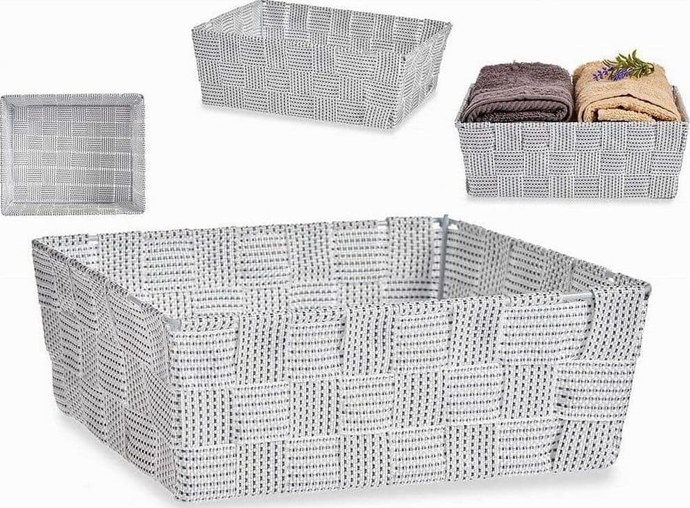 PORTAOGGETTI ORGANIZER BAGNO CAMERA CUCINA TESSUTO GRIGIO CHIARO 28X22X10.5CM 79018 in Ripiani pensili Trade Shop italia - Napoli, commercioVirtuoso.it