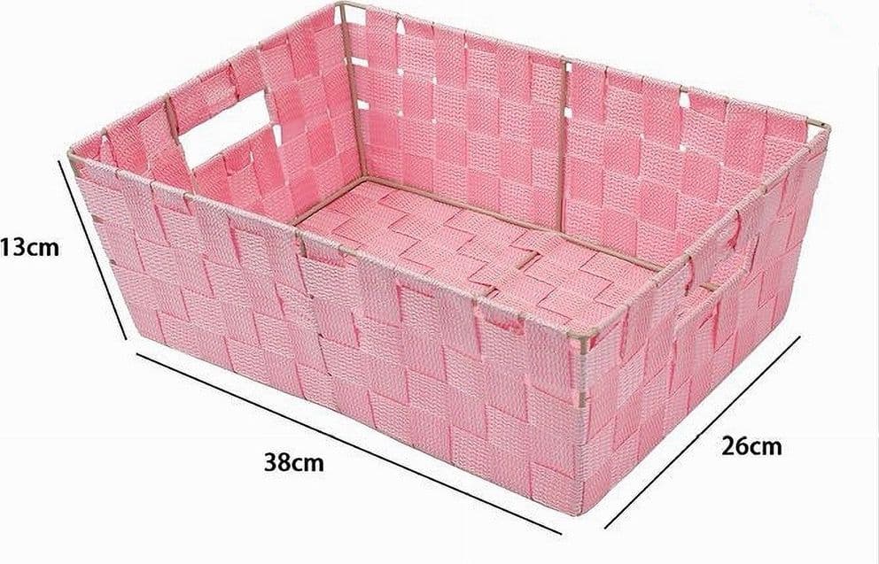 PORTA OGGETTI CESTO IN TESSUTO INTRECCIATO ROSA 38X26X13 CM CON MANIGLIE 79035 in Cestini da scaffale Trade Shop italia - Napoli, commercioVirtuoso.it