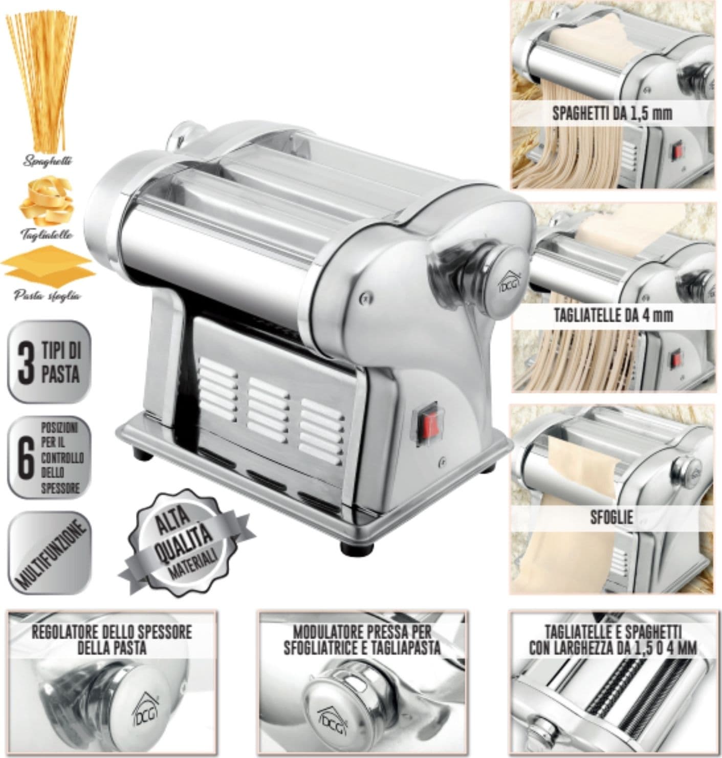 Dcg Macchina Per La Pasta Elettrica Pm1650 in Macchine per pasta a mano Ecoprice.it - Avellino, commercioVirtuoso.it