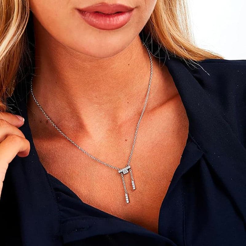 Collana TRUSSARDI donna T-Shape acciaio / cristalli bianchi in Collane Web Time Orologi - Milano, commercioVirtuoso.it