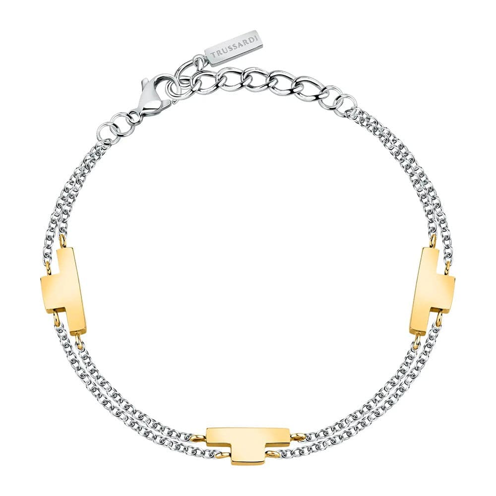 Bracciale TRUSSARDI donna T-Logo doppio acciaio / dorato