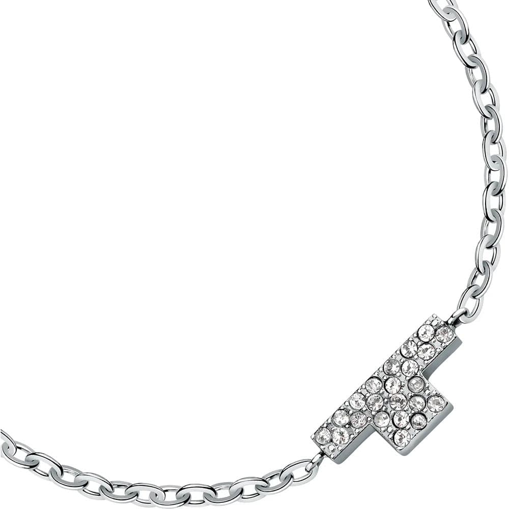 Bracciale TRUSSARDI donna T-Logo acciaio / cristalli bianchi in Bracciali Web Time Orologi - Milano, commercioVirtuoso.it