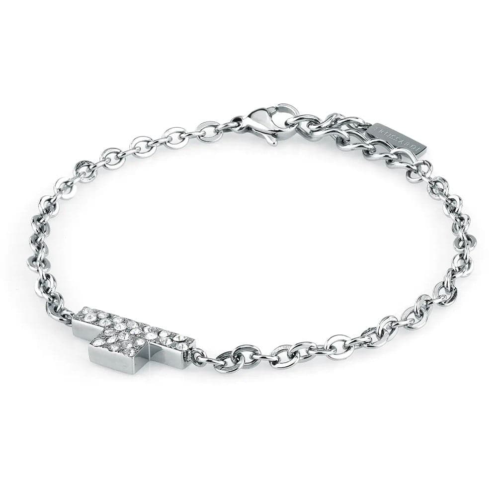 Bracciale TRUSSARDI donna T-Logo acciaio / cristalli bianchi in Bracciali Web Time Orologi - Milano, commercioVirtuoso.it