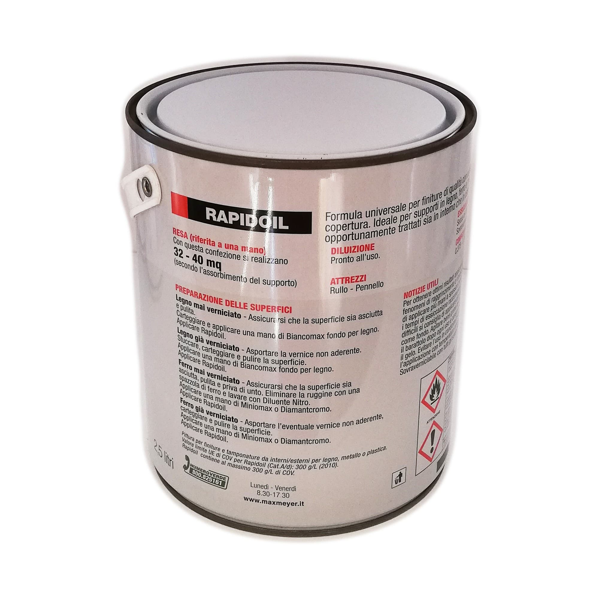 Rapidoil smalto lucido 2,5lt per legno e ferro RAL 9000 in Vernice Aloiserw.com - Altomonte, commercioVirtuoso.it