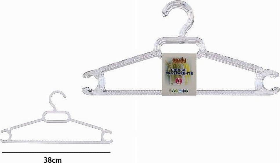5 PZ GRUCCE STAMPELLE PLASTICA TRASPARENTE APPENDIABITI PANTALONI VESTITI 87001 in Grucce Trade Shop italia - Napoli, commercioVirtuoso.it