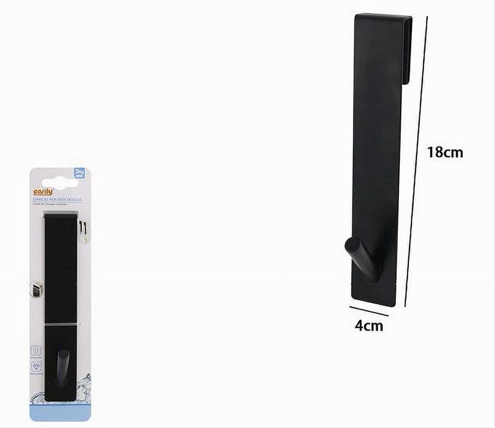 GANCIO PER BOX DOCCIA APPENDI ASCIUGAMANO ACCAPPATOIO BAGNO 4 X 18 CM NERO 87770 in Ganci portasciugamani Trade Shop italia - Napoli, commercioVirtuoso.it