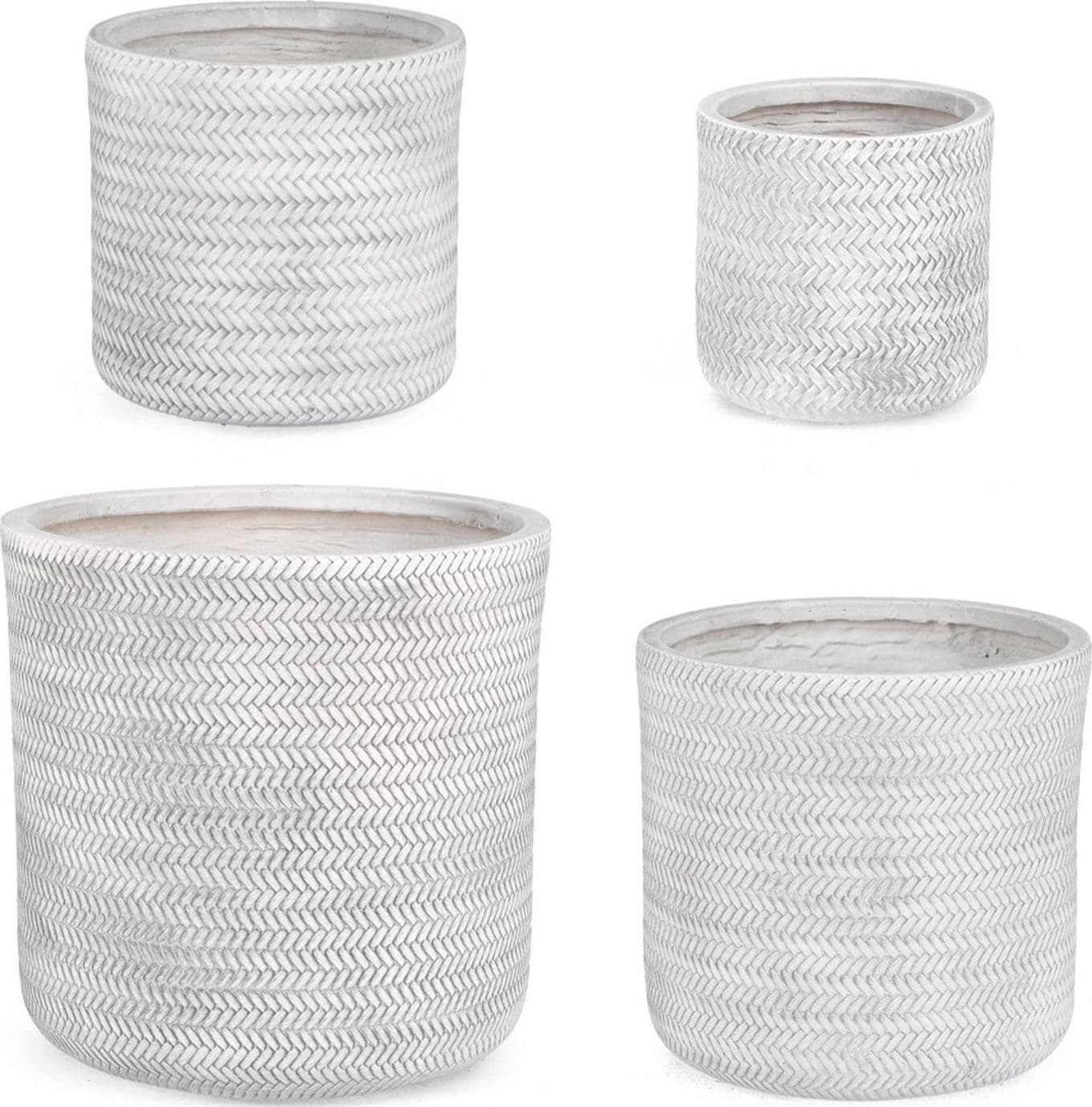 Vasi "Tressage" in fibra di vetro e argilla per fiori e piante da esterno set da 4 – Bianco – Andrea Bizzotto Spa – tessuto