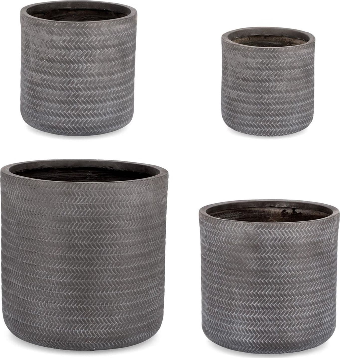 Vasi "Tressage" in fibra di vetro e argilla per fiori e piante da esterno set da 4 – Antracite – Andrea Bizzotto Spa – grigio