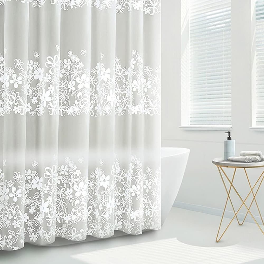 TENDA DOCCIA VASCA BAGNO 240X200CM IMPERMEABILE CON 12 ANELLI FIORE BIANCO 87580 in Tende da doccia Trade Shop italia - Napoli, commercioVirtuoso.it