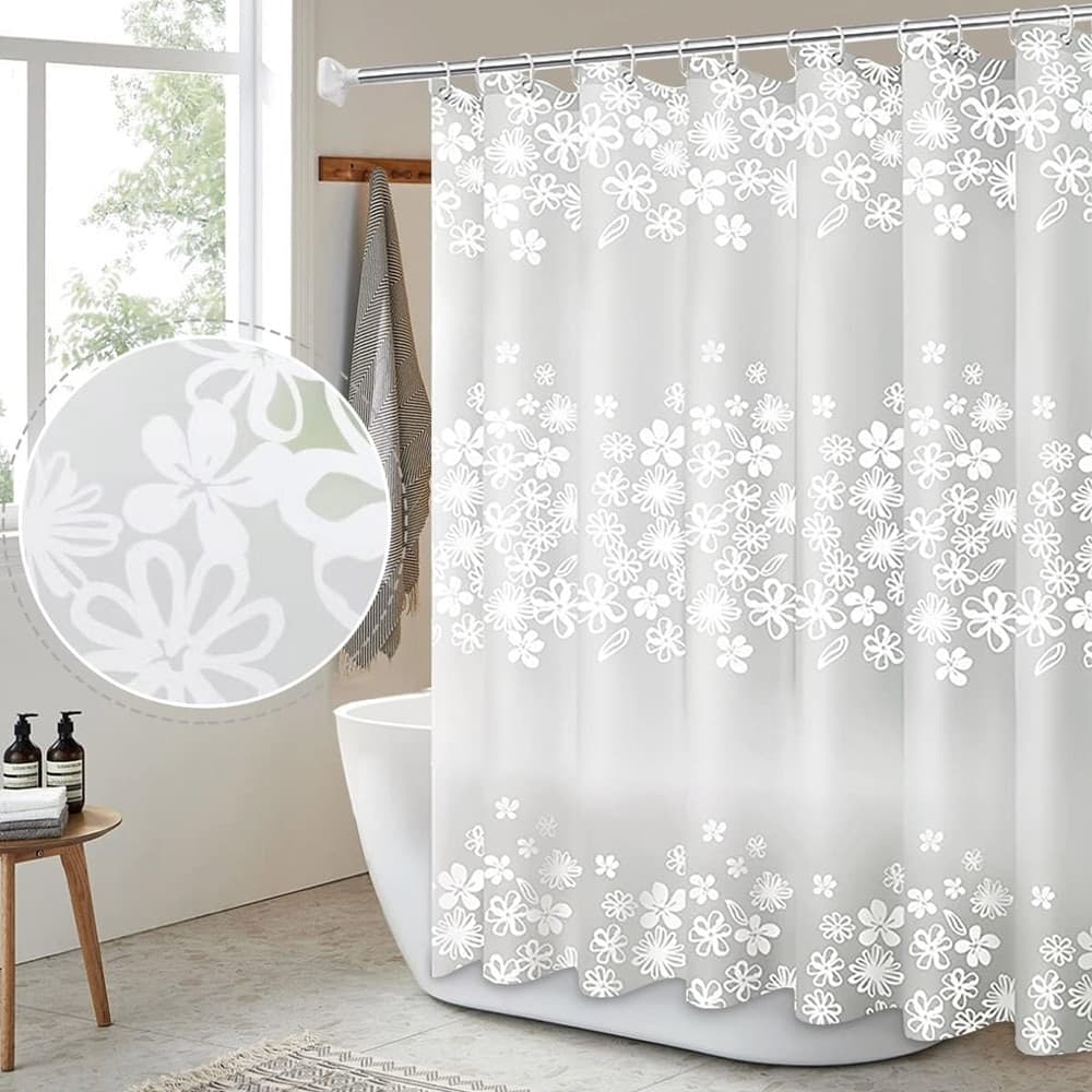 TENDA DOCCIA VASCA BAGNO 240X200CM IMPERMEABILE CON 12 ANELLI FIORE BIANCO 87580 in Tende da doccia Trade Shop italia - Napoli, commercioVirtuoso.it
