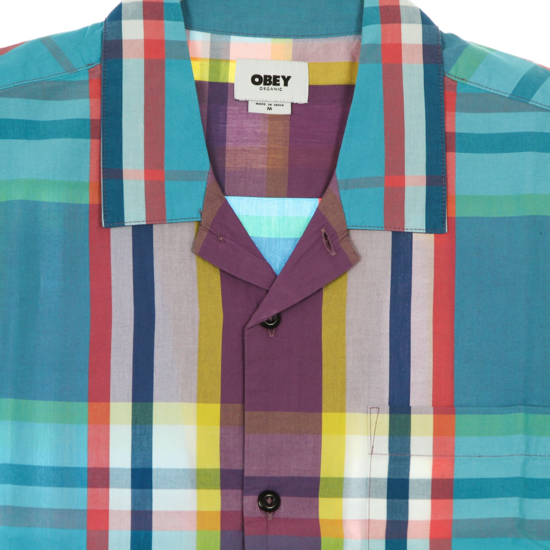 OBEY Camicia Manica Corta Uomo Ballad Woven Aqua Multi da uomo in Camicie casual Drestige - Casamassima, commercioVirtuoso.it