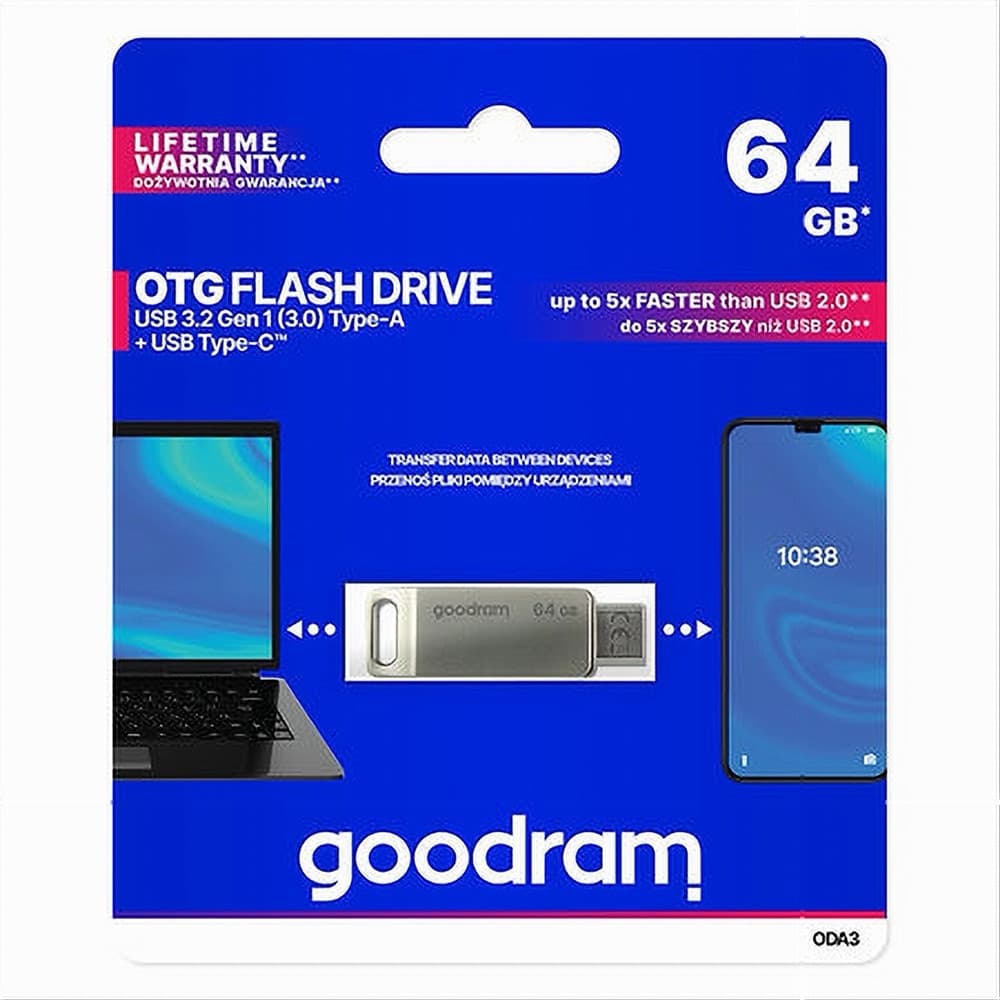 PEN DRIVE 64 GB USB 3.2 GEN 1 3.0 TYPE-A + USB TYPE C DUAL DRIVE OTG ODA3-64GB in prodotto Trade Shop italia - Napoli, commercioVirtuoso.it