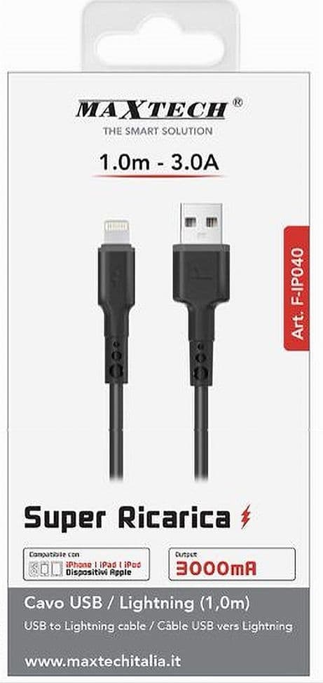 CAVO RICARICA TRASFERIMENTO DATI USB / LIGHTNING 3A 1MT IPAD IPOD IPHONE F-IP040 in prodotto Trade Shop italia - Napoli, commercioVirtuoso.it