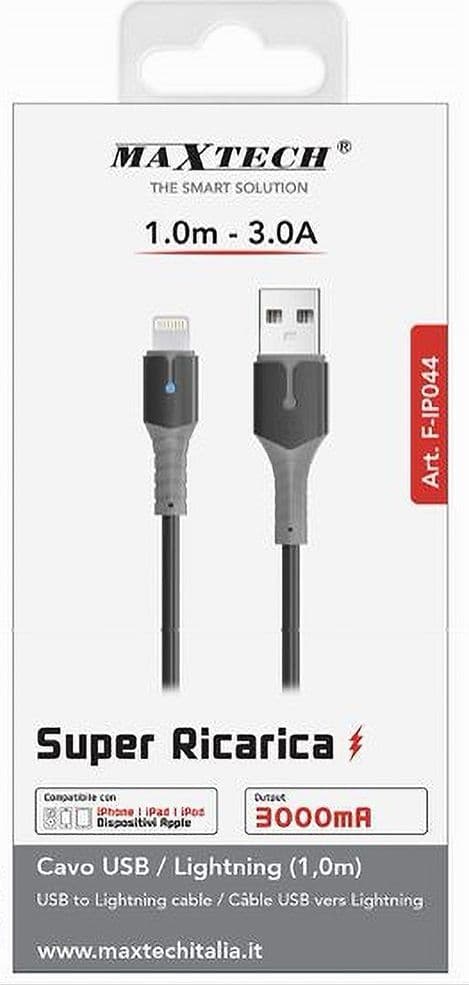 CAVO PER DATI SUPER RICARICA USB LIGHTNING 3A 1 MT PER IPHONE IPAD IPOD F-IP044 in prodotto Trade Shop italia - Napoli, commercioVirtuoso.it