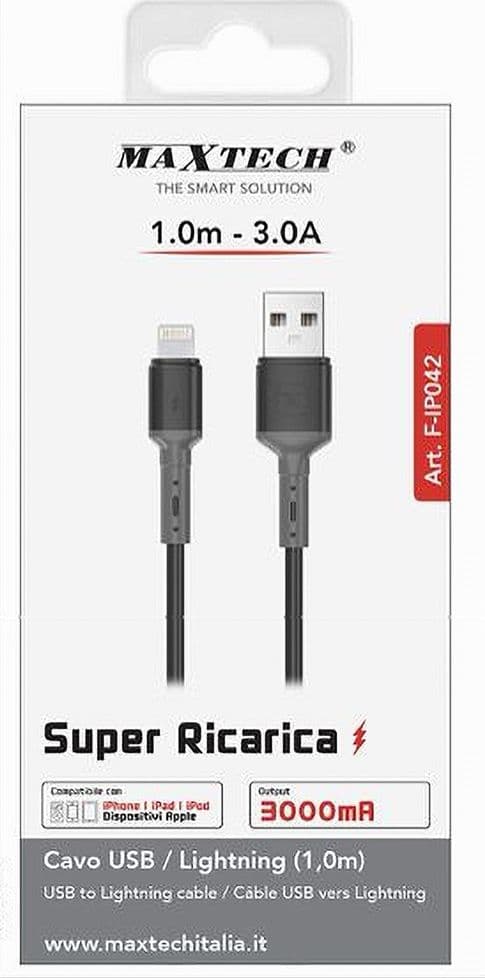 CAVO USB / LIGHTNING 3A 1 METRO SUPER RICARICA DATI PER IPAD IPOD IPHONE F-IP042 in prodotto Trade Shop italia - Napoli, commercioVirtuoso.it