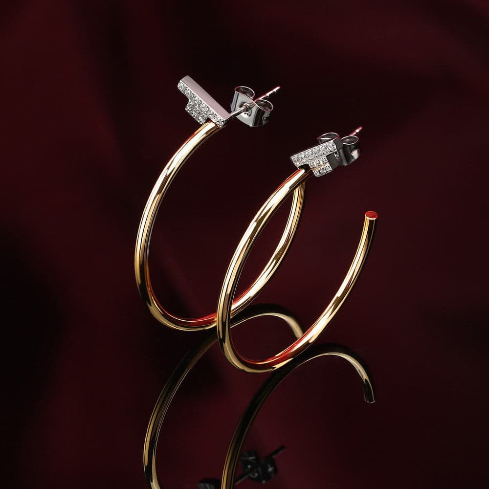 Orecchini TRUSSARDI donna T-Logo cerchi dorati in Orecchini Web Time Orologi - Milano, commercioVirtuoso.it