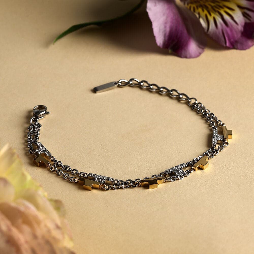 Bracciale TRUSSARDI donna T-Logo Doppia catena acciaio in Bracciali Web Time Orologi - Milano, commercioVirtuoso.it