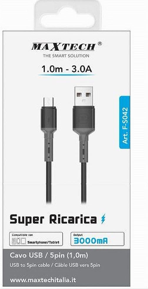 CAVO USB A MICRO USB 1 MT 3 A SUPER RICARICA DATI PER SMARTPHONE TABLET F-S042 in prodotto Trade Shop italia - Napoli, commercioVirtuoso.it