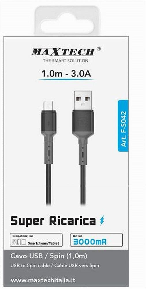 CAVO USB A MICRO USB 1 MT 3 A SUPER RICARICA DATI PER SMARTPHONE TABLET F-S042 in prodotto Trade Shop italia - Napoli, commercioVirtuoso.it