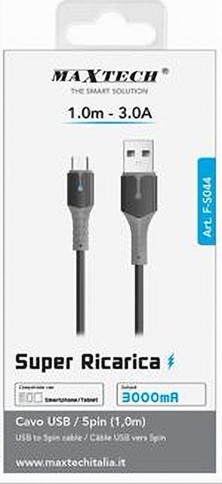 CAVO USB A MICRO USB SUPER RICARICA 1 MT 3A DATI PER SMARTPHONE TABLET F-S044 in prodotto Trade Shop italia - Napoli, commercioVirtuoso.it