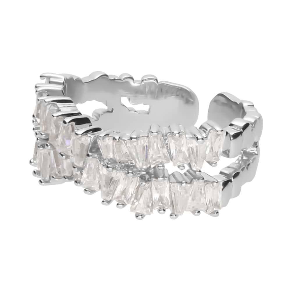 STROILI - Anello a fascia regolabile rodiato e strass con incrocio in Anelli Alba Gioielli - Casoria, commercioVirtuoso.it